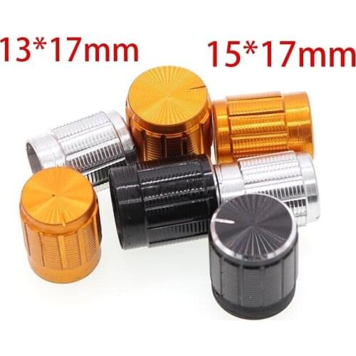 10PCS aluminum alloy 13*17mm 15*17mm potentiometer 13*17 15*17 knob rotation switch volume control knob black silvery