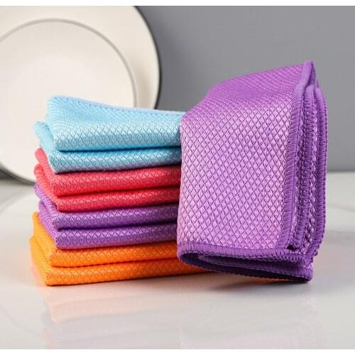 10PCS Fish Scale Superfine Fibre Dish Cleaning Cloth Oil Remover Kitchen Washing Cloth