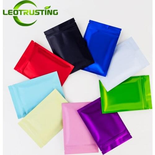 100pcs Colorful Matte Aluminum Foil Zip Lock Bags Resealable Herbal Powder Coffee Buttery Seeds Tea Trial Heat Sealing Pouches