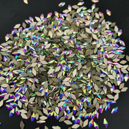 1440pcs Nail Art Rhinestones Crystals Glass AB Red Flat Back 3*6 5*8 6*10 Rhombus Stones For 3D Nails Decoration Design