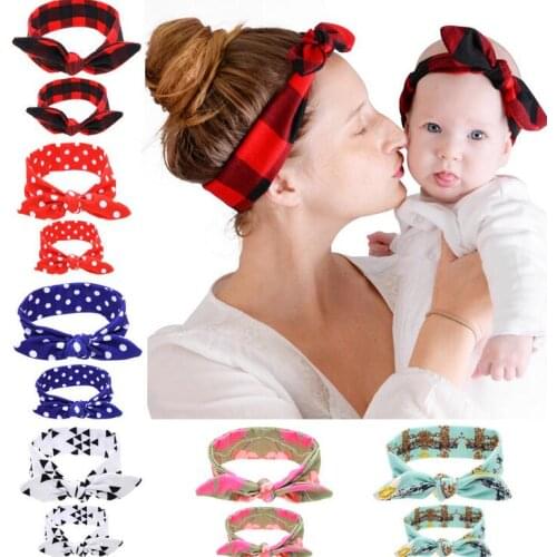 2020 Fashion Baby Girl Cute Supreme Headband Bebe Kids Girls Bow Dot Headbands Bow Boho Bunny Mum Checks Flower Headwear Photo