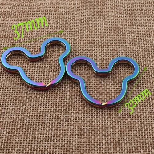 10 pcs Rainbow Split Key Ring 1 1/2" Mouse Head Keychain Split Key Rings key fob Split Rings Findings 38mm