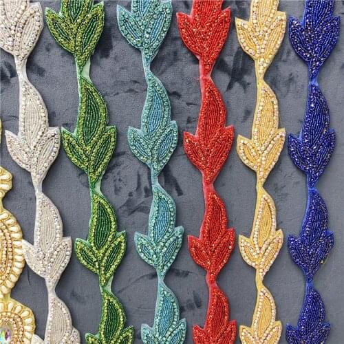 5yards Crystal Motif Strass Hot Fix Rhinestone Tape leaf With Rhinestones Iron On Appliques for wedding belt dressing