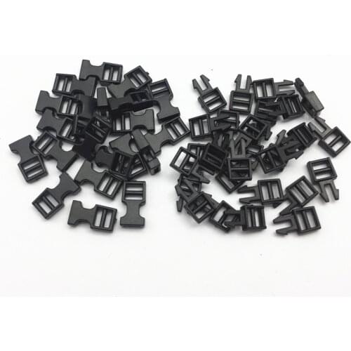 50sets Plastic Tiny 16x6mm Mini Belt Buckles Sewing DIY Patchwork Doll Clothes Adjustable Buttons Accessories Black White Clear