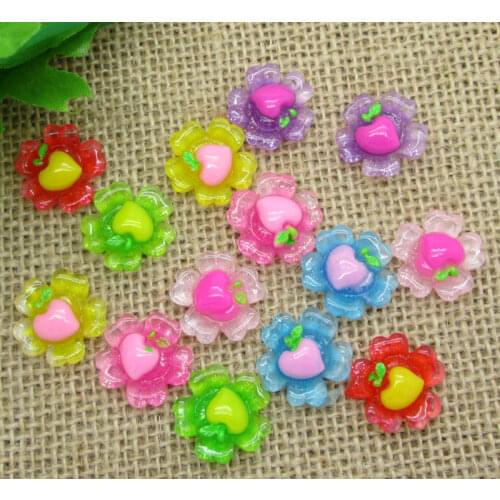 50Pcs Resin Mixed Flower Decoration Crafts Flatback Cabochon Scrapbooking Fit Hair Clips Embellishments Beads Diy