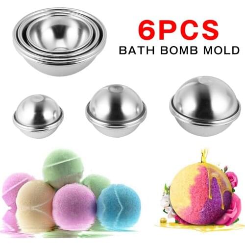 6Pcs Aluminum Bath Bomb Mold Sphere Round Ball Mould DIY Homemade Craft Chocolate Cake Pudding Tray Tools Soap Making Supplies