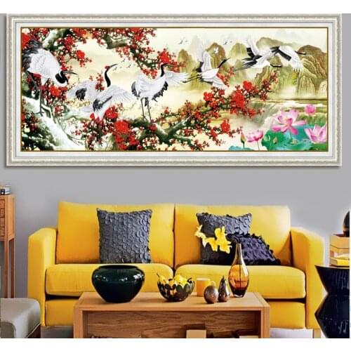 DIY 5D Sale Diamond Embroidery, Diamond Mosaic, Special Shaped, Group Cranes, Plum Blossom, Diamond Painting,Cross Stitch, Deco