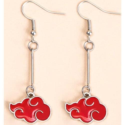 Anime NARUTO Cosplay Jewelry Akatsuki Organization Enamel Red Cloud Pendant Drop Earrings For Women Men Accessories