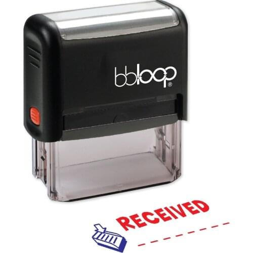 BBloop "RECEIVED" W/ Inbox Illustration Self-Inking Stamp, Rectangular, Laser Engraved, RED
