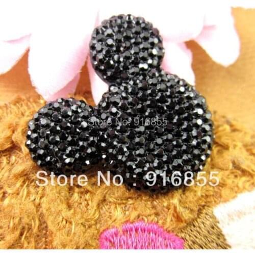 Free shipping!50pcs/lot 35*30mm black mickey head shape flatback Resin rhinestone for DIY decorative and mobile beauty
