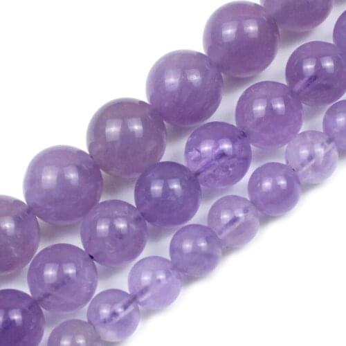 Natural Lavender Amethysts Crystal Stone Light Purple Round Ball Loose Spacer Beads Strand For Jewelry Making DIY Bracelet