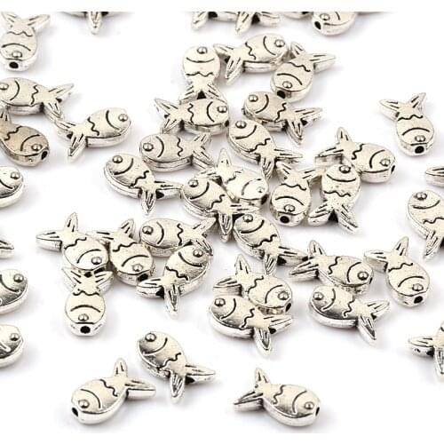 30pcs 8x11MM Antique Spacer Fish pendant beads For Jewelry Making DIY Necklace Jewelry Finding Accessories