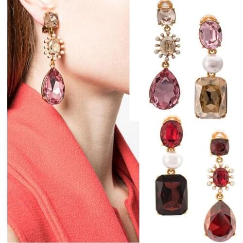 CSxjd High Quality Luxury Crystal pearl mix and match asymmetric without pierced ears ear clip