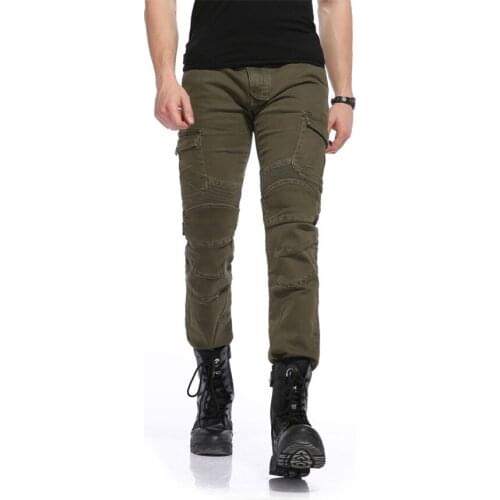 TKOSM 2019 MOTORPOOL USB02 Army Green Slacks jeans Motorcycle Ride Jeans Leisure Loose Version With Protective Equipment