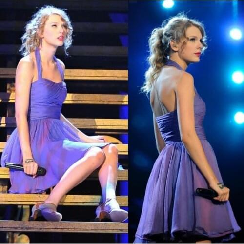 Elegant Sweeheart Pleated Short Chiffon Celebrity Dresses Knee Length Corset Back Purple Abendkleider Robes de Soirée for Women