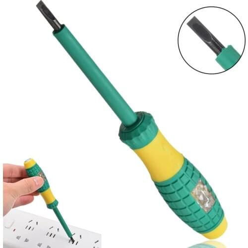 Yellow Green Electrical Tester Pen 220V Screwdriver Power Detector Probe Industry Voltage Test Pen Diameter 4mm