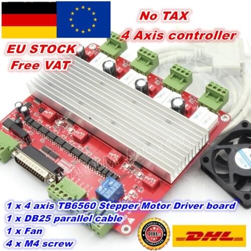 [EU STOCK/FREE VAT]4 Axis CNC controller TB6560 stepper motor driver board V type High speed Optocoupler &DB25 cable