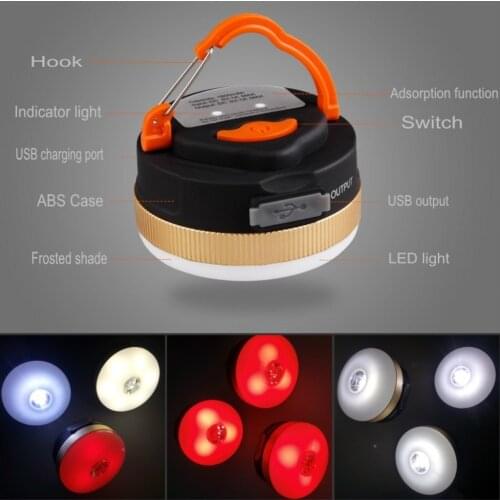 Camping Lights 3W+9LED 300LM Flashlight Work Lights Hanging Hook Magnetic Adsorption Emergency Light USB 1800mah Power Bank