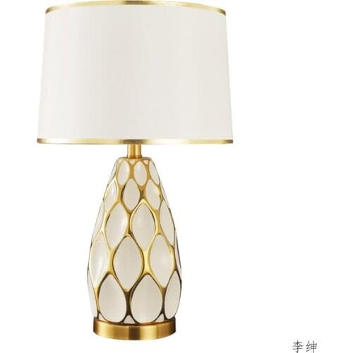 American Ceramic LED Table Lamps Remote Dimming Desk Lamp Home Decor Table Light Living Room Bedroom Hotel Lighting Fixtures