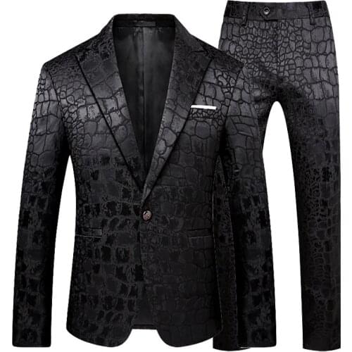 Classic Mens Business Suits 2020 New Male Jacquard Blazers Jacket and Pant Large Size 5XL Men Wedding Banquet Suit