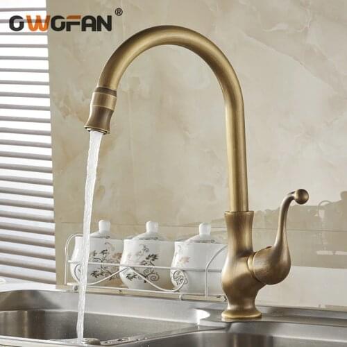 Kitchen Faucets Antique Color Cozinha Faucet Brass Swivel Spout Kitchen Faucet Single Handle Vessel Sink Mixer Tap HJ-6715F