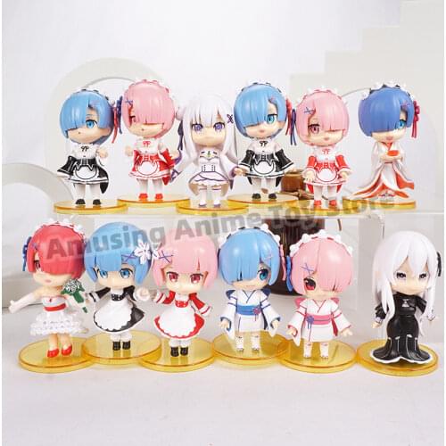 Anime Re:zero Ram Rem Emilia Re: Starting Life In A Different World From Zero Q Version Doll PVC Model Figure Toys 6pcs/set