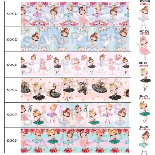 5 Yards New Dancing Girl Cartoon Printed 25mm/38mm/50mm/75mm Grosgrain/Satin Ribbon for Hair Bow Party Decoration Resin 200902