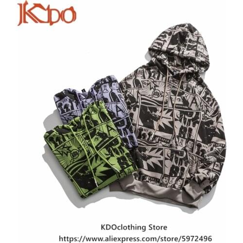 Fashion Sweatshirt Mens Hoodie Oversized Couple Clothes Comic Printed Top Cotton Spring and Autumn Green Gray INS Street Style