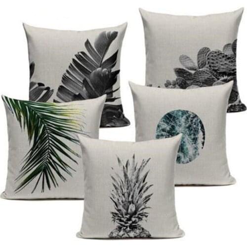Fashion Africa Tropical Plant Cushion Cover Cotton Linen Palm Leaves Cactus Seat Decor Car/Chair/Office Sofa Custom Pillow Case