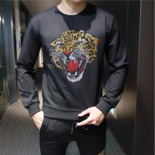 2021 Trend Selling Mens Hoodies Fashion New Autumn And Winter Long Sleeve Casual Rhinestones Plus Size M-4XL