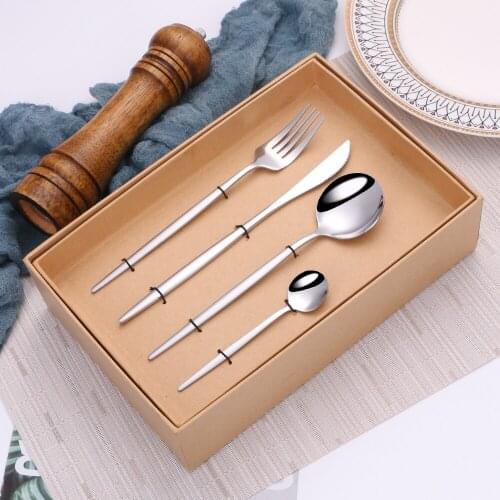 16Pcs Tableware Stainless Steel Cutlery Set Silver Fork Spoon Knife Set Dishwasher Safe Birthday Gift Package flatware spoons