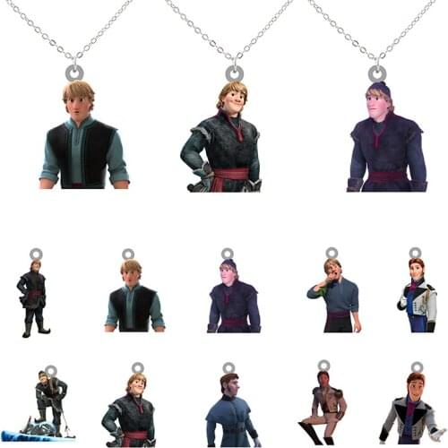 Disney Frozen Prince Hans Wild Survivor Kristoff Cartoon Pendant Necklace Kids for Boys Epoxy Resin Jewelry High Quality XDS39