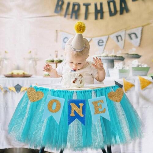 PATIMATE Pink Blue Disposable Tableware Banner 1st Birthday Party Decor Kids Baby Shower One Year Happy First Birthday Boy Girl