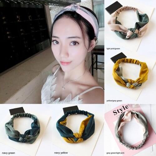 Q Vintage Simple Cross Knot Elastic Hair Bands Soft Solid Bezel Hair Accessories Women Summer Elegant Headband Girls Hair Holder