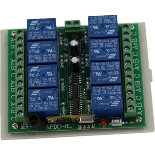 RF Wireless Remote Switch 8CH Relay Receiver With Cover Learning Code For Pump Motor Home Light LED Bulb Lamp 315Mhz/433Mhz