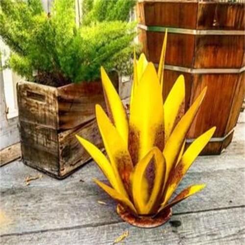 Garden 31CM DIY Art Tequila Rustic Sculpture Garden Decoration Outdoor Yard Sculpture Home Decor Tuin Decoratie Jardin 9 Leaves