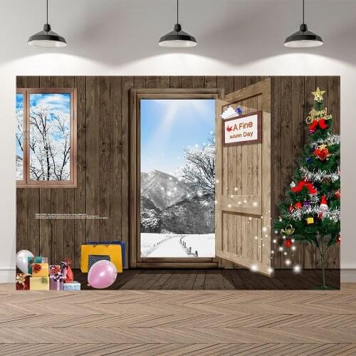 Seekpro Photography Background Merry Christmas Happy New Year PartyCartoonSnow Forest wood house Backdrop Photo Photocall