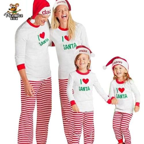 Family New Year Christmas Pajamas Family Matching Clothes Mother Daughter Father Son Mon Family Look SANTA Striped clothes set
