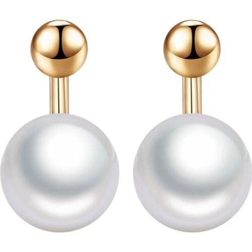 Simple 6mm Pearl Stud Earrings for Women Gold Zirconia Butterfly Small Earrings with Pearl Charm Jewelry Gift Accessories