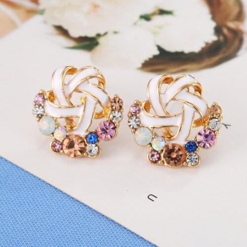 Clip-On Earring WomenS Ear Clip Non Piercing Crystal Ear Ring Clips Lady Stud Pinwheel Clip On Earrings Fake Accessories On Ear