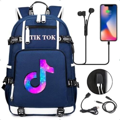 Tik Tok Print School Bags Fashion Hip Hop Backpack Boys Girl USB Charging Travel Large Laptop College Students Schoolbag Bagpack