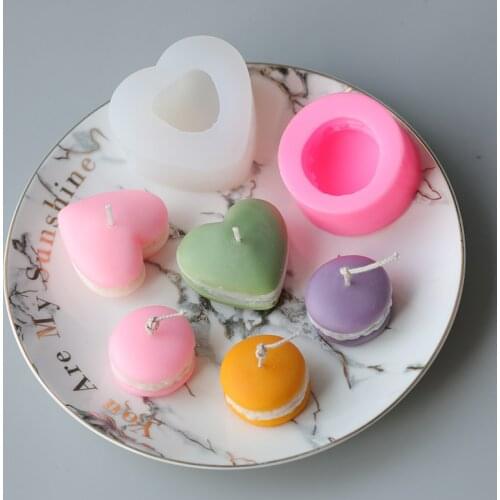 Macarone Scented Candle Silicone Mold DIY Heart Shape Fondant Chocolate Candy Mold Supplies Handmade Soap Jelly Gypsum Mold