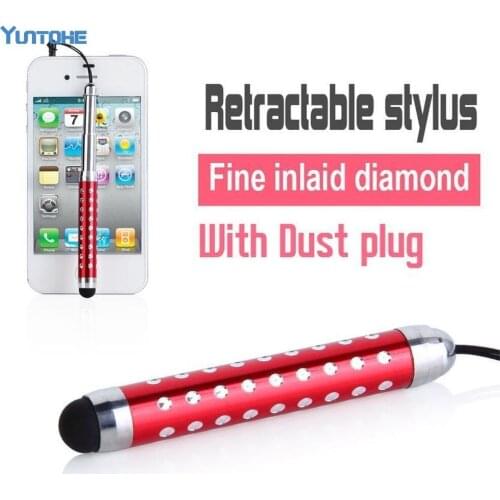 Wholesale Gift New Fashion Crystal Metal Retractable Stylus Touch Pen For iPhone/iPad/HTC/Samsung Phone /Tablet TC 600pcs/lot
