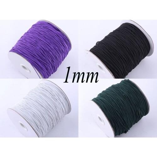 1mm Purple/White/Black/Dark Green Nylon Coated Elastic Cord Stretch Elastic Craft Thread Drawcord Round Drawstring 50m