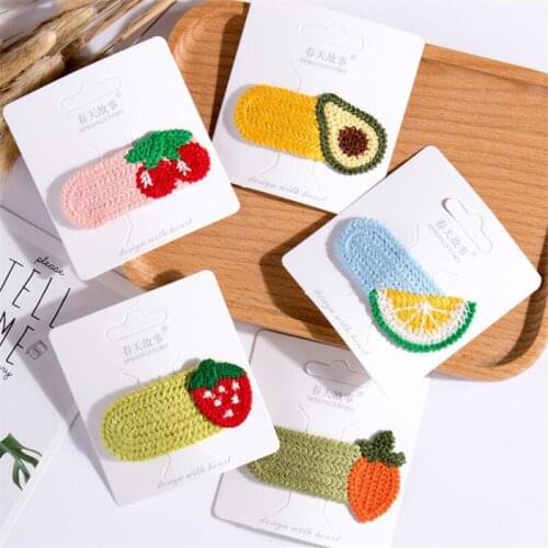 1PC Fashion Cartoon Fruit Hairpin Barrettes Autumn Winter Knitted Woolen Hair Clips Accessories Women Girls Sweet Headwear
