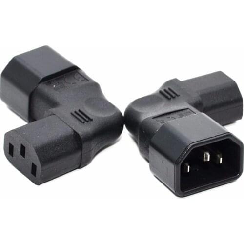 1PCS IEC Connectors IEC 320 C14 male to C13 famale Vertical right angle Power adapter Conversion plug