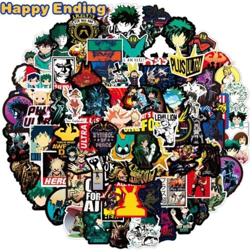 100pcs/pack Japanese Anime Stickers My Hero Academia Stickers For Hero Boy Laptop Luggage Motorcycle Phone Skateboard Pegatinas