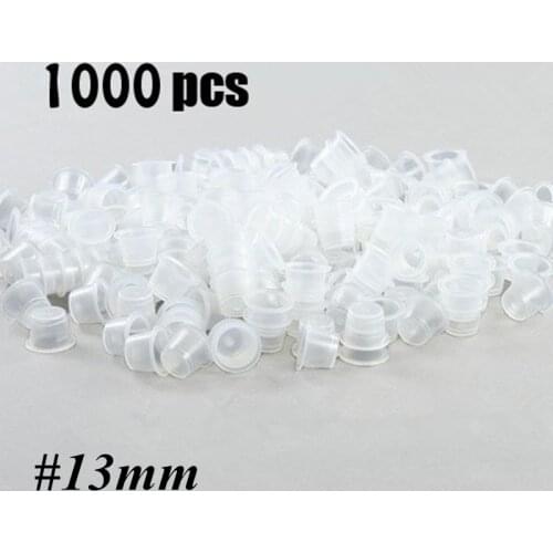 1000PCS Medium Size 13mm White Plastic Tattoo Ink Cap Cups Supply --ICC#13-1000