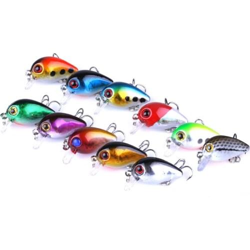 11PCS Hard Fishing Lure Mini Crank Bait 30mm 1.5g Floating Depth 0.1-0.3m Lake River Fishing Wobblers Carp Fishing