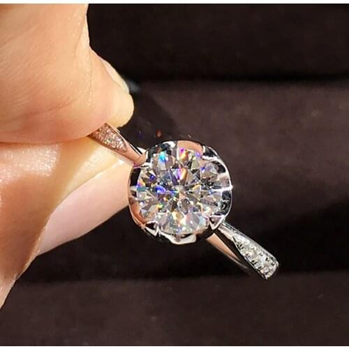 18K Au750 White Gold Women Ring Moissanite Diamonds 1 2 3 4 5 Carat Rose Flower Bud Wedding Party Engagement Anniversary Ring